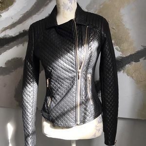 Love Token Quilted Faux-Leather Motorcycle Jacket